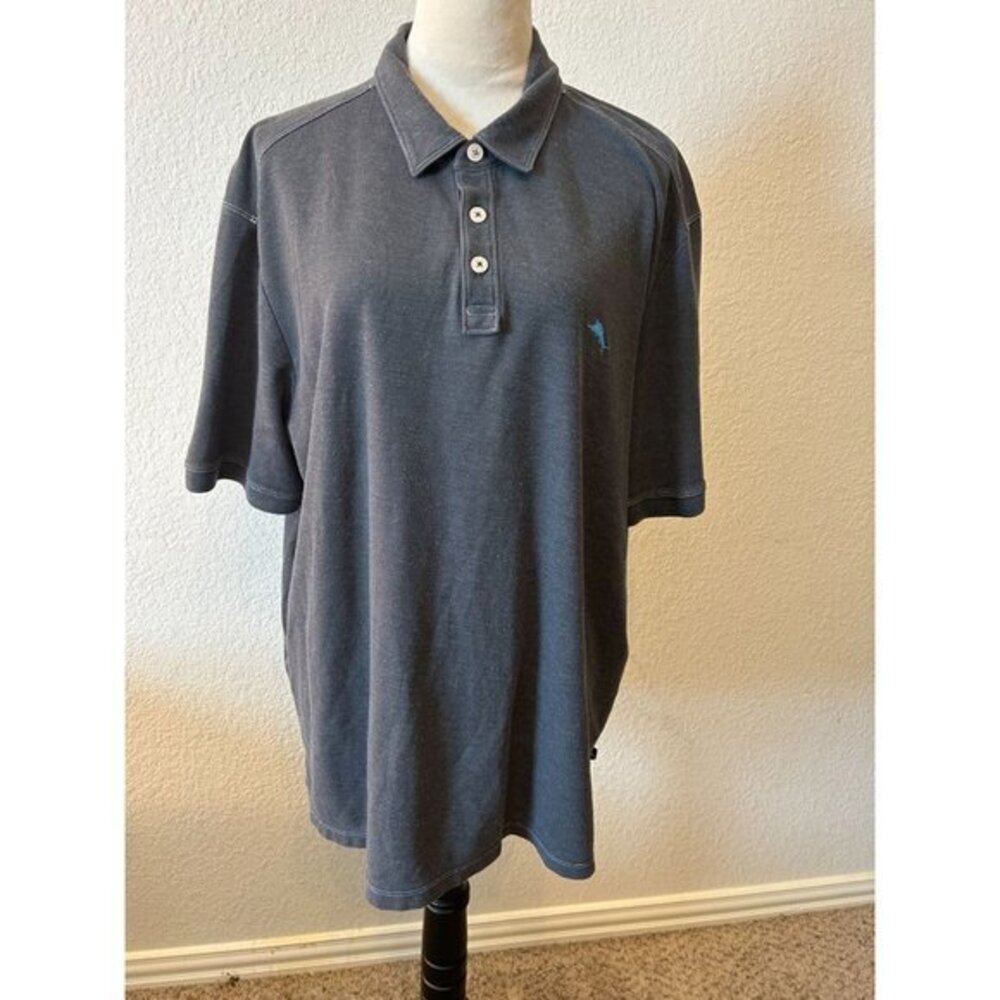 Men's Tommy Bahama Island Zone Gray Polo Collared Shirt‎ size XXL